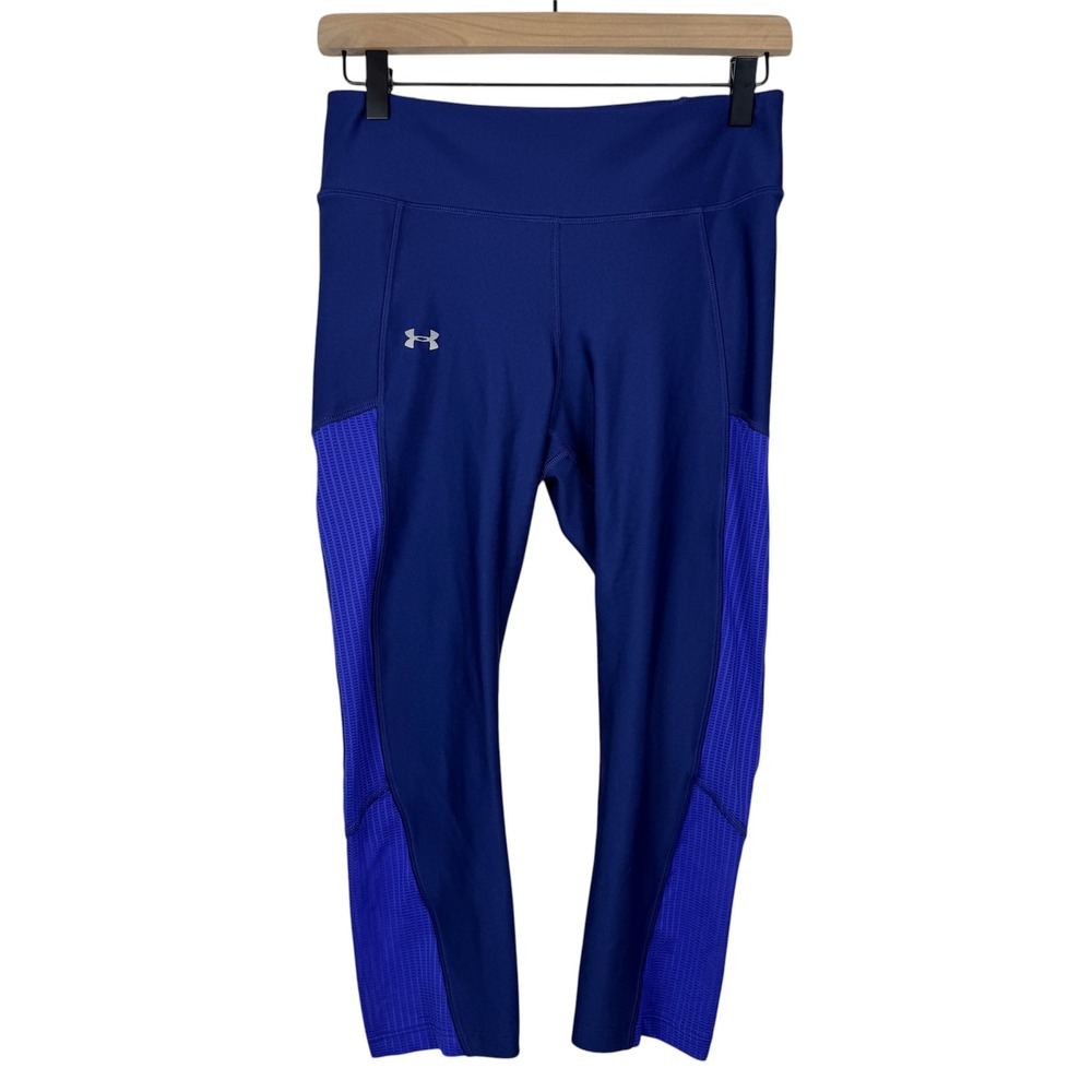 Under Armour Womens HeatGear Armour Mesh Panel Capri Leggings Size S Blue